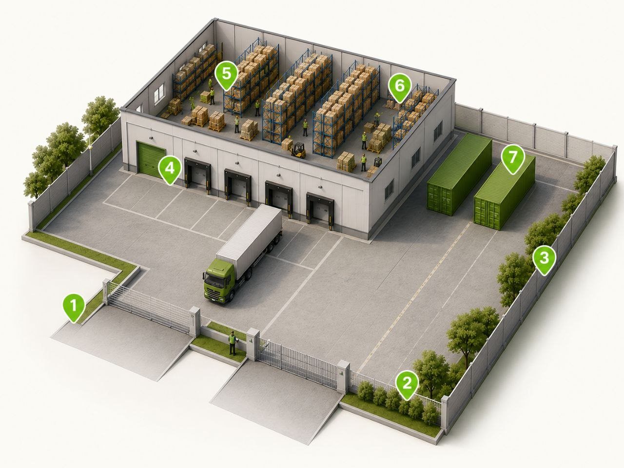 Control point map at a warehouse facility